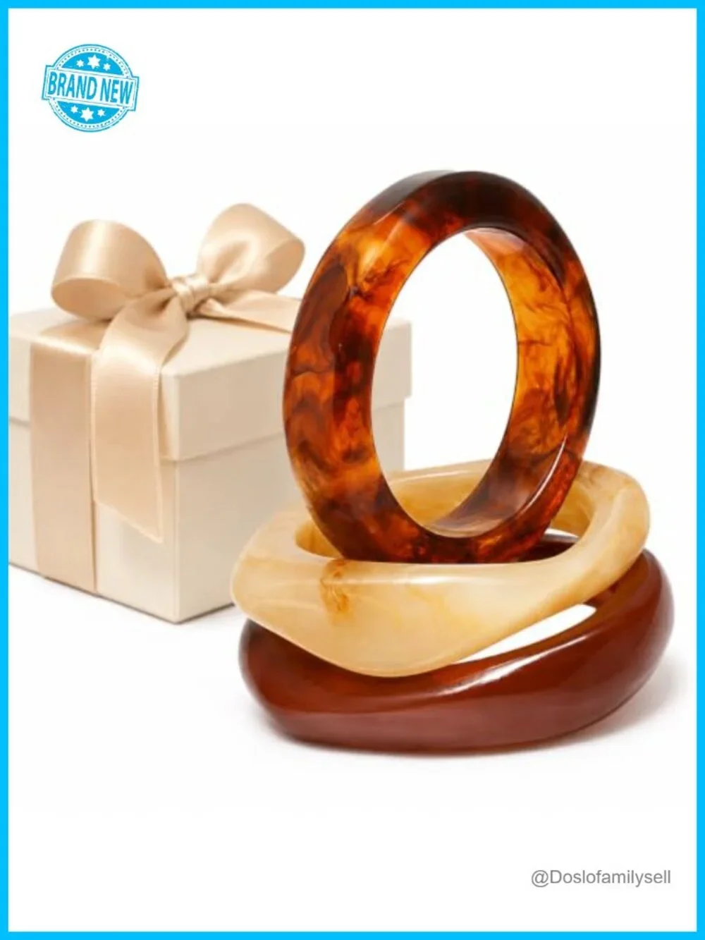 3 Pack Chunky Acrylic Bangle Bracelets Set Stackable Resin Bangles for Women